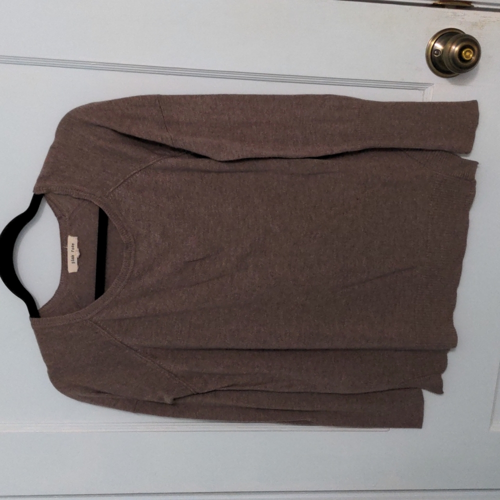 Taupe Crewneck Long-Sleeve Sweater Top